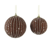 Decoris Foam Bauble with Glitter Lines 10cm - Espresso